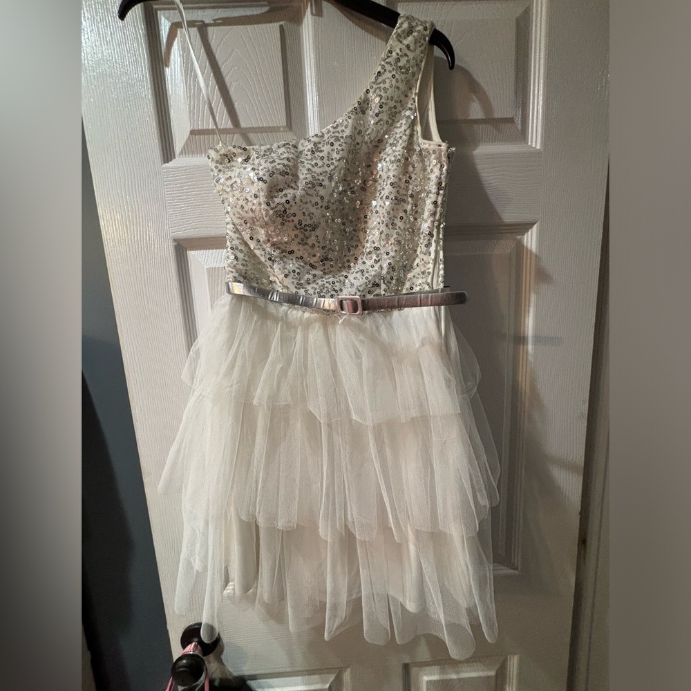 Delia’s party one shoulder  dress sparkle dress with belt size 3